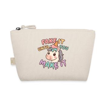 Kawaii Unicorn Motivational Funny – Fake it until yo - Organic Pouch - nature - Front