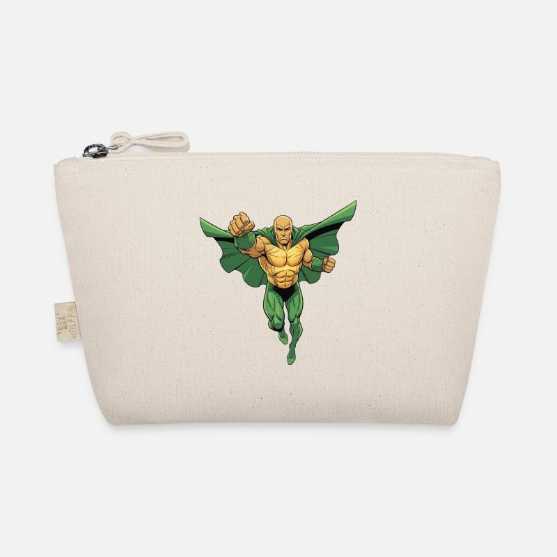 Hairless superhero with bald head in flight Organic Pouch