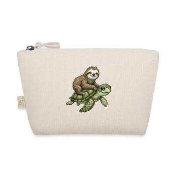 Sloth on turtle illustration - Organic Pouch - nature - Front