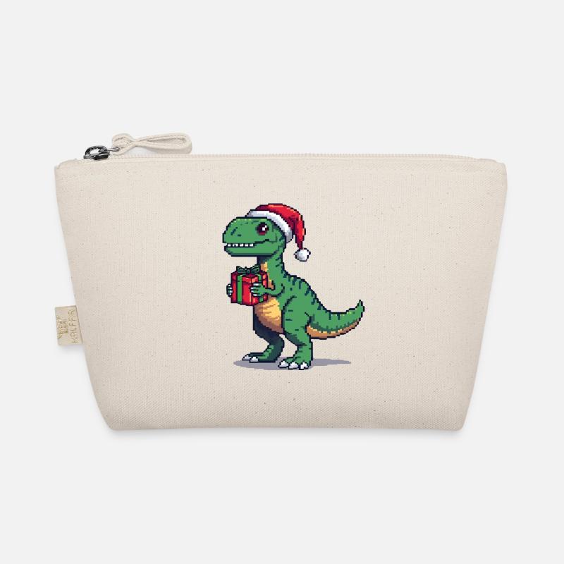 8-Bit Pixel Velociraptor Weihnachten Bio-Täschchen