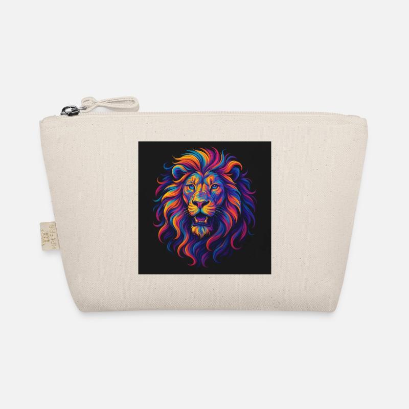 Neon Colors Lion Head Artwork Organic Pouch