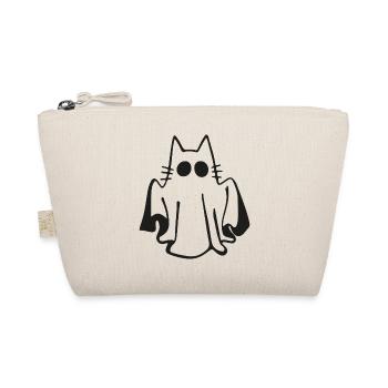 Cat in Ghost Costume – Funny Halloween Motif - Organic Pouch - nature - Front
