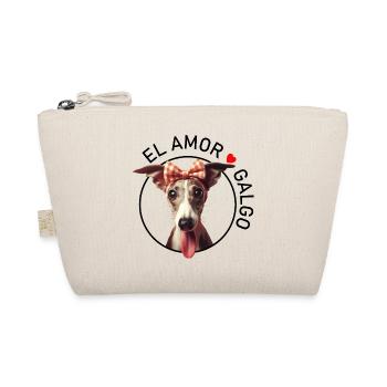 Galgo Love Dog Bow Ribbon - Organic Pouch - nature - Front
