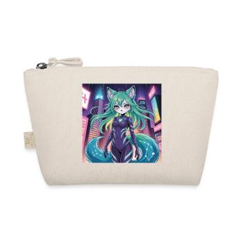Neon Anime Girl Tokyo Furry Pink Purple Vaporwave - Organic Pouch - nature - Front