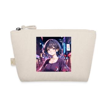 Neon Anime Girl Tokyo Nights Pink Purple Vaporwave - Organic Pouch - nature - Front