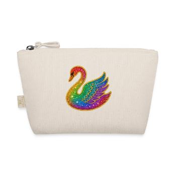 Rainbow Glitter Swan - Organic Pouch - nature - Front