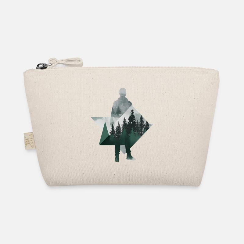 Modern Forest Geometric Human Silhouette Organic Pouch