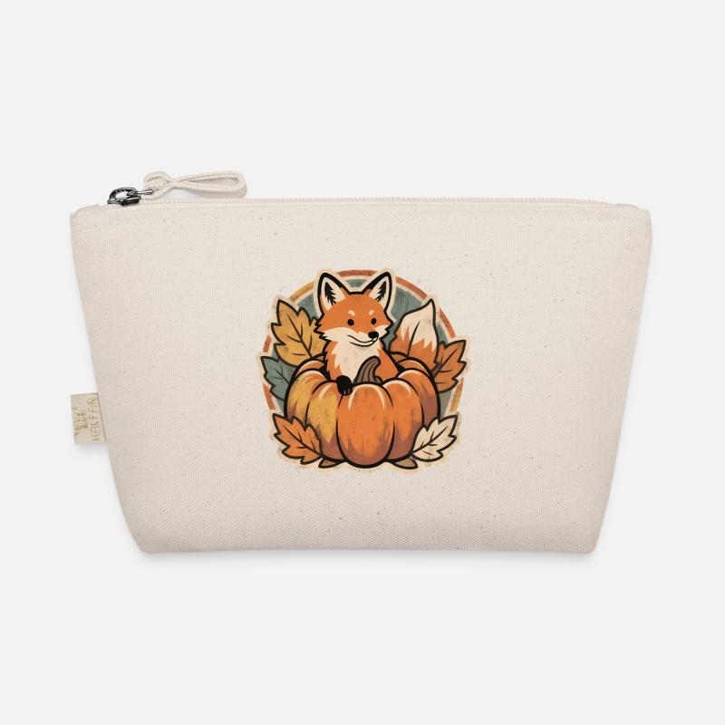 Cute Halloween fox in pumpkin with witch hat Organic Pouch