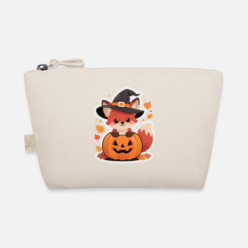 Cute Halloween Fox in Pumpkin with Witch Hat Organic Pouch