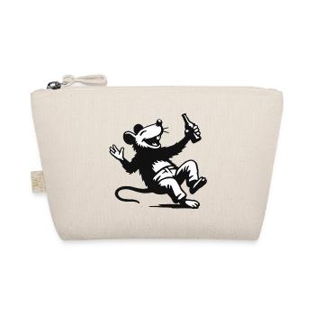Black and white rat with beer bottle - Organic Pouch - nature - Front
