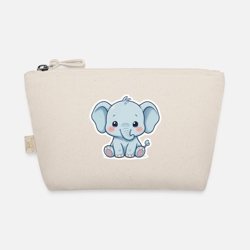 Blue Baby Elephant Sticker - Organic Pouch - nature