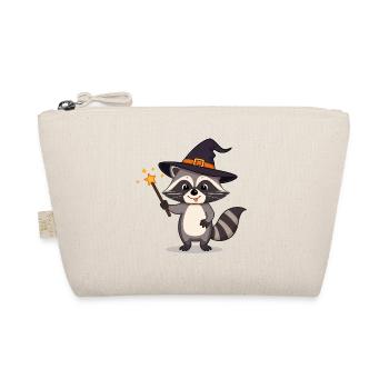 Mignon raton laveur sorcier avec chapeau et baguette magique - Trousse biologique - nature - Devant