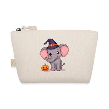 Mignon bébé éléphant sorcière citrouille Halloween - Trousse biologique - nature - Devant