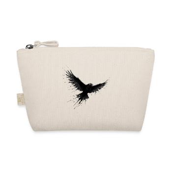 Black Raven in Ink Flight - Organic Pouch - nature - Front