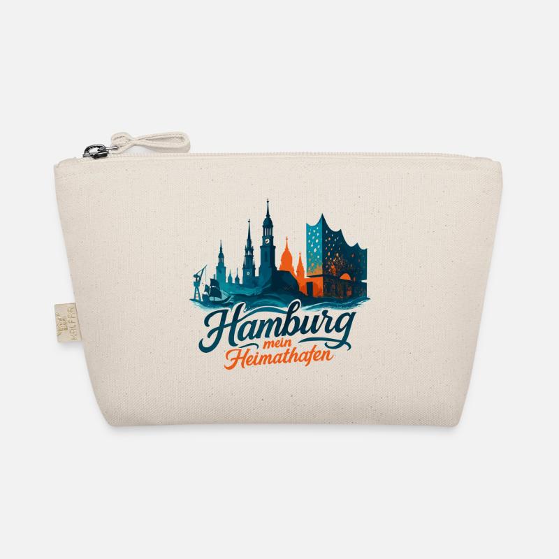 Hamburg Heimathafen Silhouette Geschenk maritim Bio-Täschchen