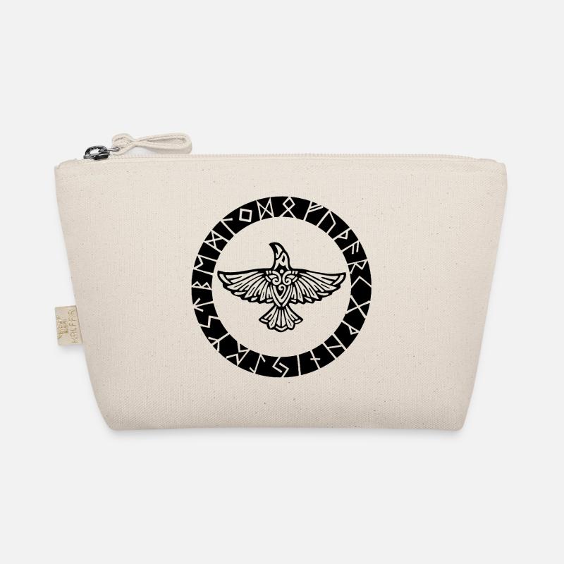 Black Raven and Viking Runes Organic Pouch
