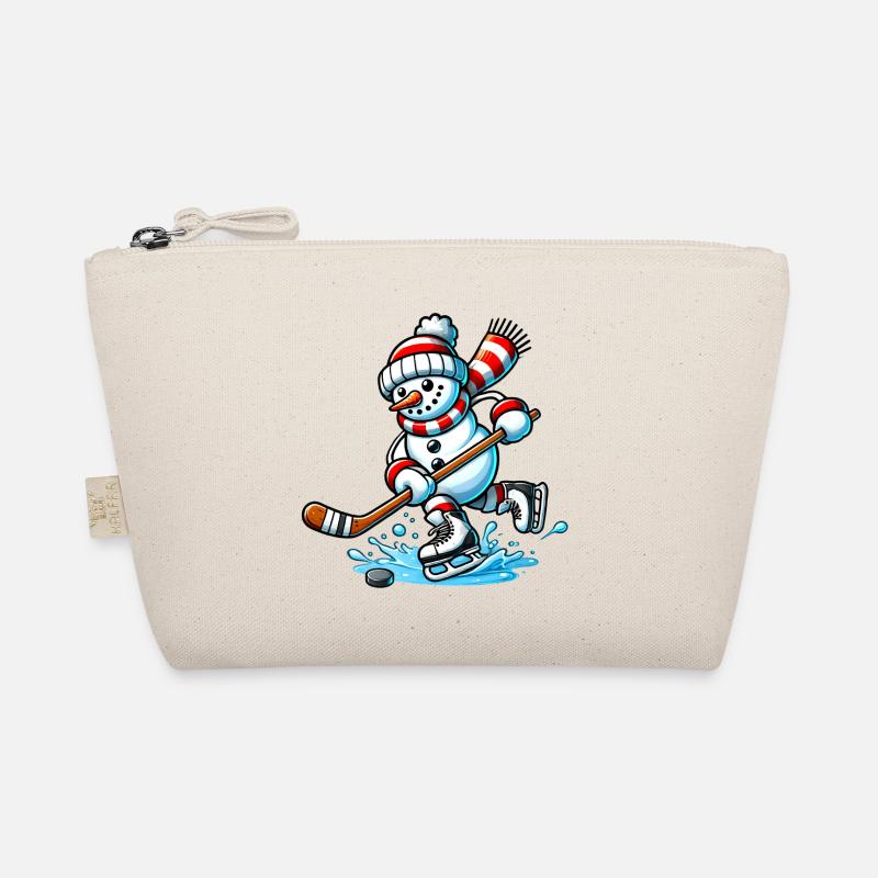 Eishockey Schneemann in Action - Bio-Täschchen - Natur