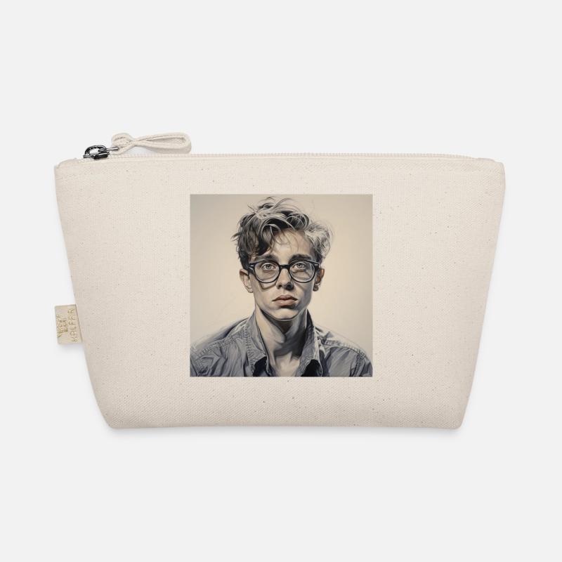 Grayscale Glasses Portrait Organic Pouch