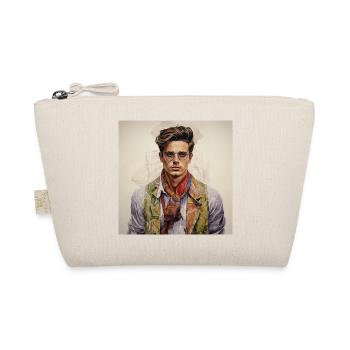 Vintage Glam Mann mit Seidenschal - Bio-Täschchen - Natur - Vorne