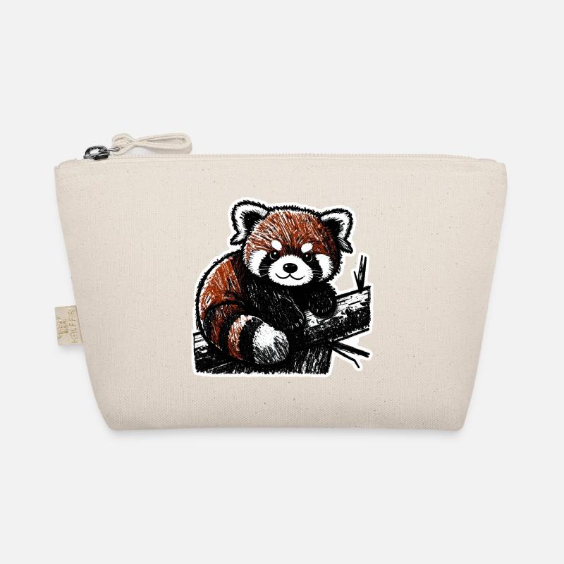 Niedlicher Roter Panda (Kohle/Buntstift) - Bio-Täschchen - Natur