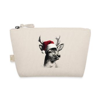 Reindeer with Santa hat in dot style - Organic Pouch - nature - Front