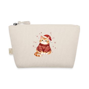 Cozy Cat Christmas Sweater Design - Organic Pouch - nature - Front