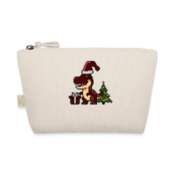 Pixel Dino Christmas Dino - Organic Pouch - nature - Front
