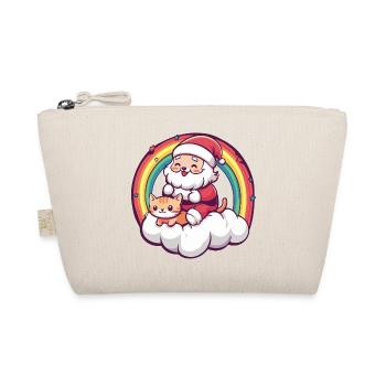 Cat Santa Claus Christmas - Organic Pouch - nature - Front