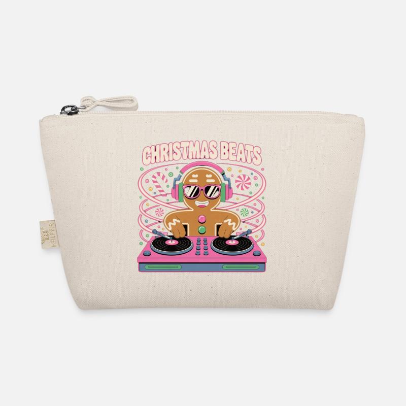 Weihnachtsbeats DJ Gingerbread - Bio-Täschchen - Natur