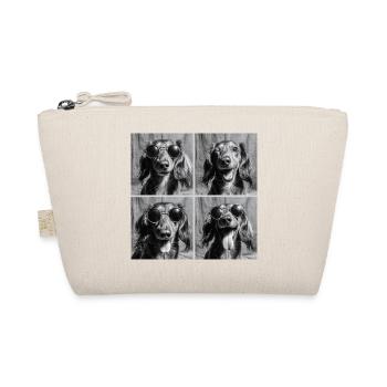 Lustig Dackel Hund Retro Fotobox - Bio-Täschchen - Natur - Vorne