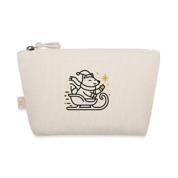 Christmas Mouse on Sleigh - Organic Pouch - nature - Front