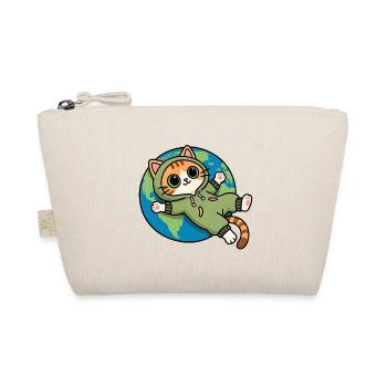 Cat on planet earth in kawaii hoodie - Organic Pouch - nature - Front