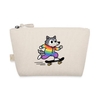 Regenbogen Wolf Schlittschuh - Bio-Täschchen - Natur - Vorne