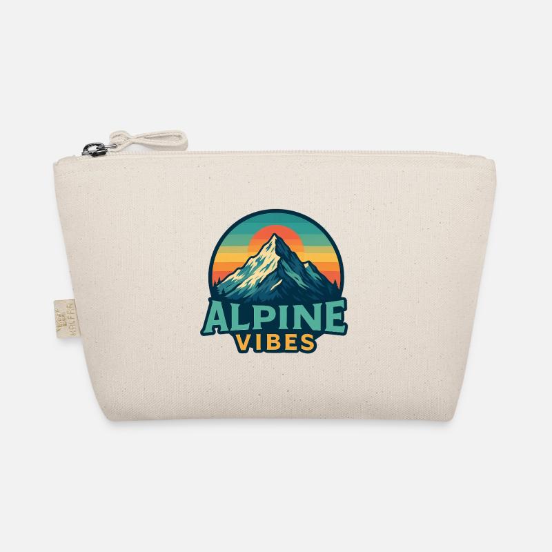 Alpine Vibes Bergmotiv Retro Sunset - Bio-Täschchen - Natur