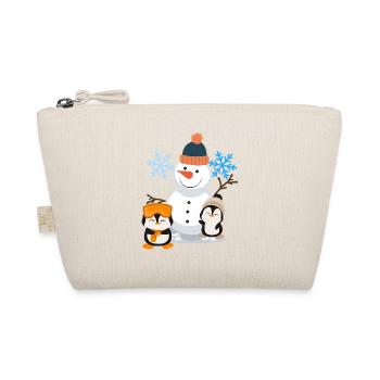 Winterfreude Schneemann Pinguine - Bio-Täschchen - Natur - Vorne