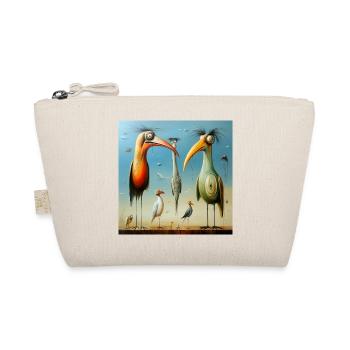 Surreal bird figures on the beach - Organic Pouch - nature - Front