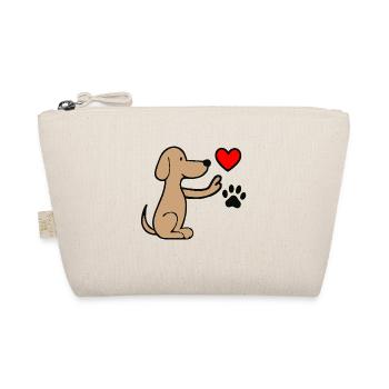 Chien avec empreinte de cœur et de patte - Trousse biologique - nature - Devant