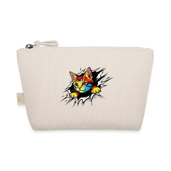 Gothic Cat with Purple Eyes - Cute Kitten - Organic Pouch - nature - Front