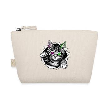 Cute Cat Peeps Out of Crack - Gothic Kitten - Organic Pouch - nature - Front
