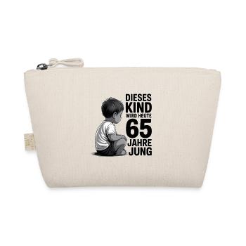 Kind 65. Geburtstag – süßes Motiv, Geschenk, Jubil - Bio-Täschchen - Natur - Vorne