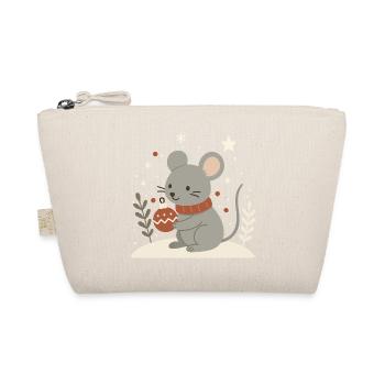 Winter Mouse with Christmas Ball – Animal Motif - Organic Pouch - nature - Front