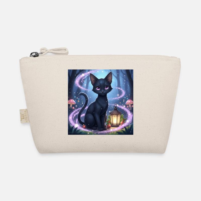 Magische schwarze katze mit laterne Bio-Täschchen