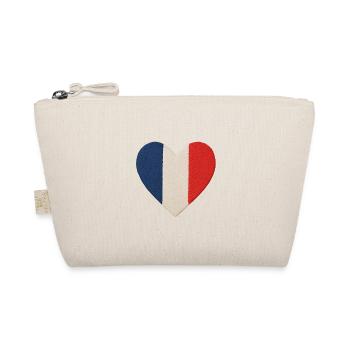 Tricolor blue, white red heart - Organic Pouch - nature - Front