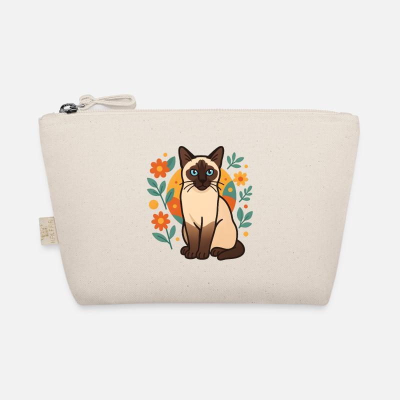 Siamese cat flower designs Organic Pouch