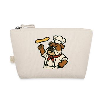 Bulldog Chef Pizza Dough Tossing Cartoon Design - Organic Pouch - nature - Front