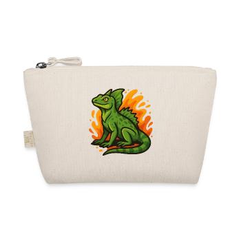 Green basilisk lizard with flaming background - Organic Pouch - nature - Front