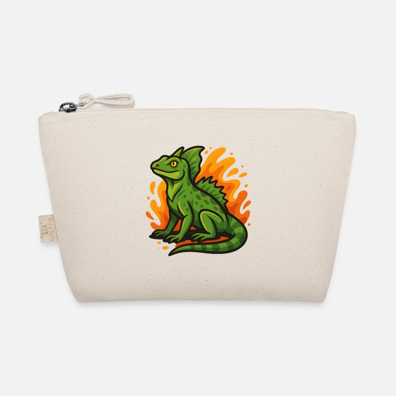 Grüne Basilisken-Eidechse mit flammendem Hintergrund Bio-Täschchen