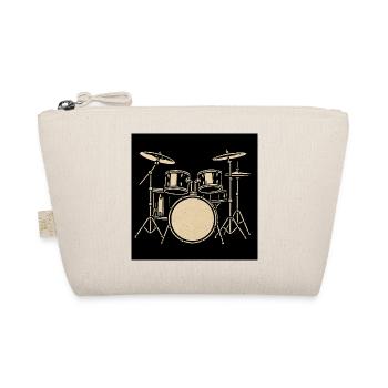 Black Silver Drumset Illustration - Organic Pouch - nature - Front