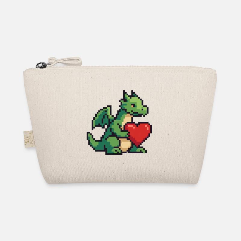 Pixeldrache mit Herz Bio-Täschchen