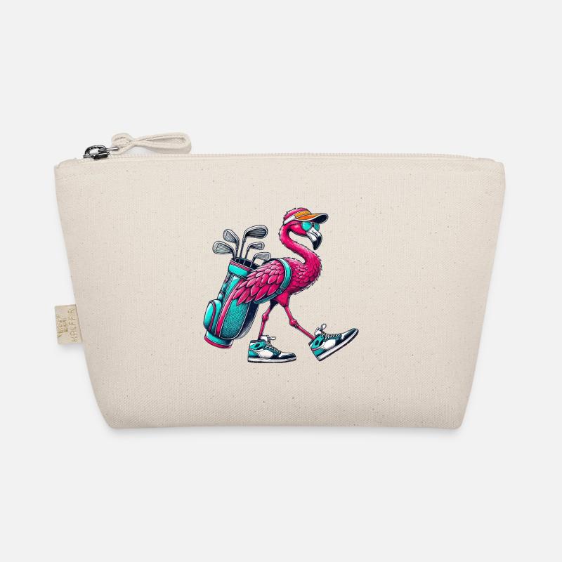Lustiger Flamingo-Golfer-Cartoon Cooles Golftier - Bio-Täschchen - Natur